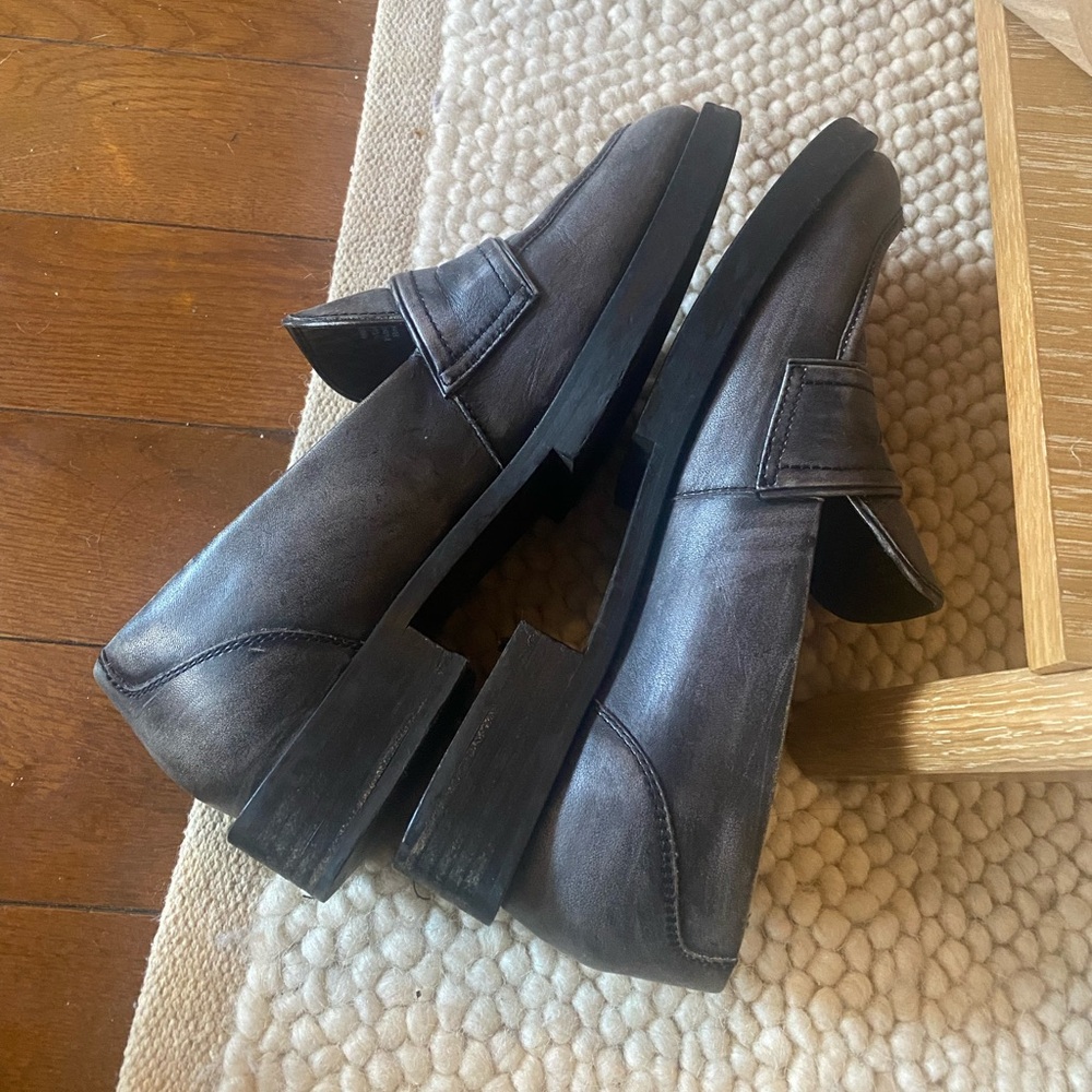 free people black leather loafers